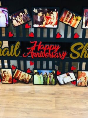 Happy Anniversary Wooden Photo Frame with Name
